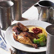 Grilled Cornish Hens with Sun-Dried-Tomato Pesto