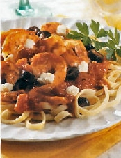Grilled Shrimp Mediterranean over Pasta