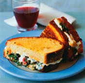 Grilled Cheese with Spinach/Tomato Sauce